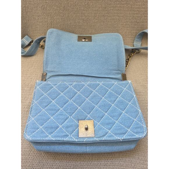 Womens Crossbody Denim Quilted Y2k Style One Of A Kind Purse BrassColor Hardware - Picture 4 of 9